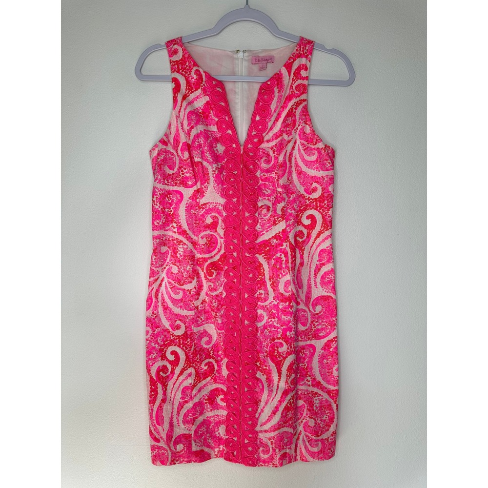 Lilly Pulitzer Ryder Shift Dress Womens Size 2 Pink Pout Resort Party